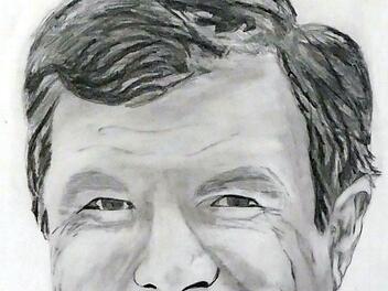 Walter Ziegler ist stolz auf dieses Porträt. Ein Geschenk des Syrers Zen Aldeen Mahoud, der 2015/16 als Flüchtling in Gleisenau lebte.