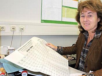 Ursula Schorler organisiert für die Stadt Münnerstadt erstmals den Ablauf der Wahlen. Als Wahlhelfer hat sie rund 150 Männer und Frauen aus dem Stadtgebiet eingeteilt.Foto: Heike Beudert