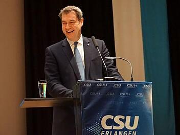 Markus Söder zeigte sich bestens gelaunt.    Foto: Pascale Ferry