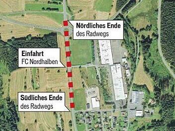 Hier wird in Nordhalben der neue Radweg gebaut. Grafik: Micho Haller