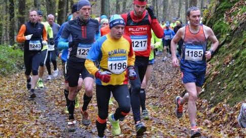 Die Männer kurz nach dem Start des Zeiler Waldmarathons; vorne dabei auch der spätere Gewinner Adam Zahoran (Nr. 1217) Foto: privat