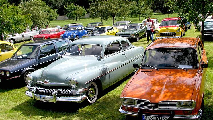Die Schlosswiesen hatten sich beim Oldtimer-Treffen zu einem großen Parkplatz für tolle Raritäten verwandelt.