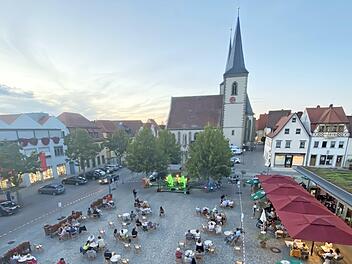Blick auf das Veranstaltungsgelände auf dem Marktplatz, aufgenommen im vergangenen Jahr