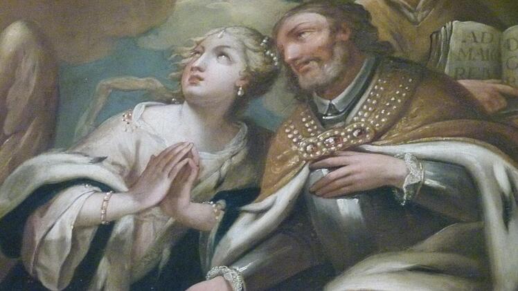 Bistumspatronin Kunigunde und ihr Gemahl Heinrich II. in einer seltenen Darstellung in der  Institutskirche am Holzmarkt.Foto: mkh