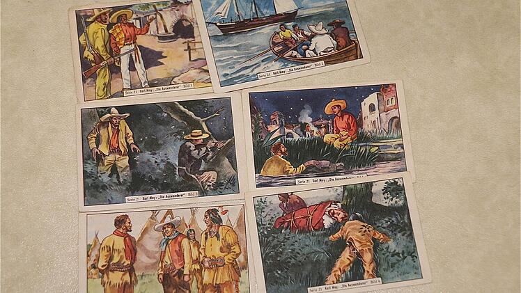 Margarine-Sammelbilder mit Motiven aus den Karl-May-Geschichten. Fotos: Gerd Schaar