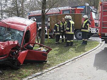 Dieses Bild haben viele noch im Kopf: Ein Berliner lieferte sich im April diesen Jahres eine Verfolgungsjagd mit der Polizei, die für ihn an einem Baum in Marktschorgast endete. Nun stand der Unfallverursacher wegen einem Versicherungsverstoß vor dem Amtsgericht.  Foto: Bruno Preißinger
