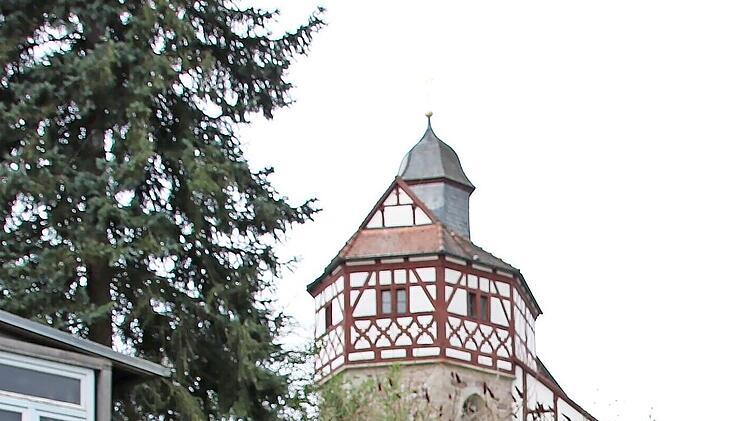 Unterhalb der Wehrkirche Untereschenbach stürzte eine Tanne auf die Fahrbahn.