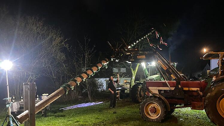 Neufang: Dorfbewohner errichten 16 Meter hohen Weihnachtsbaum