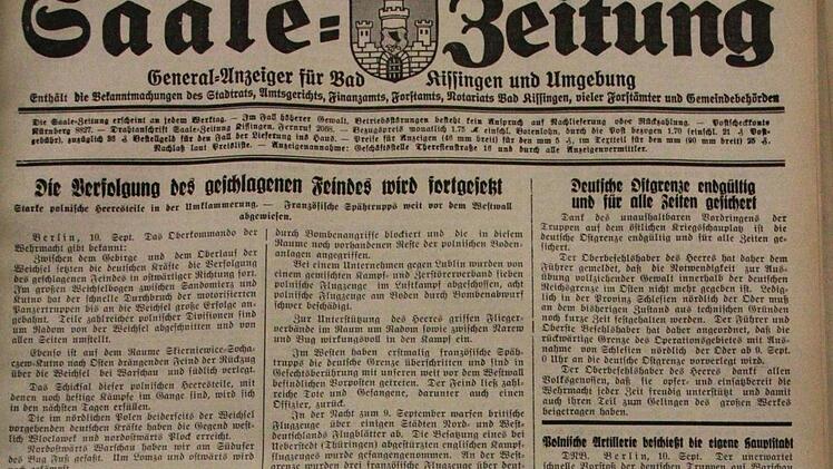 Die Titelseite der Ausgabe vom 11. Septmeber 1939.  Foto: Johannes Schlereth