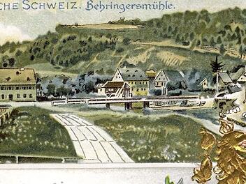 Diese Lithographie zeigt Behringersmühle um das Jahr 1900.  Repro: Reinhard Löwisch