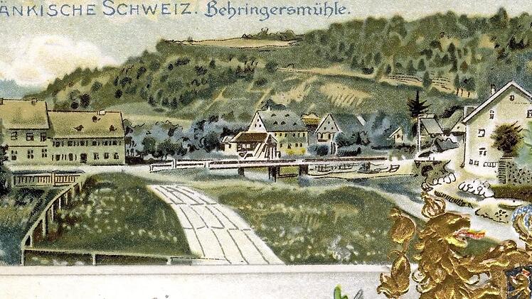 Diese Lithographie zeigt Behringersmühle um das Jahr 1900.  Repro: Reinhard Löwisch
