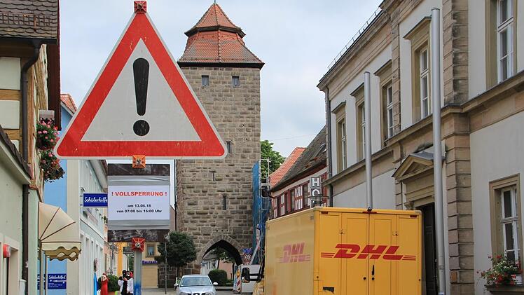 Am Mittwoch ist die Höchstadter Hauptstraße vom Stadttor bis zur Schranne gesperrt. Die Sperrung dauert voraussichtlich bis 16 Uhr. Foto: Franziska Rieger