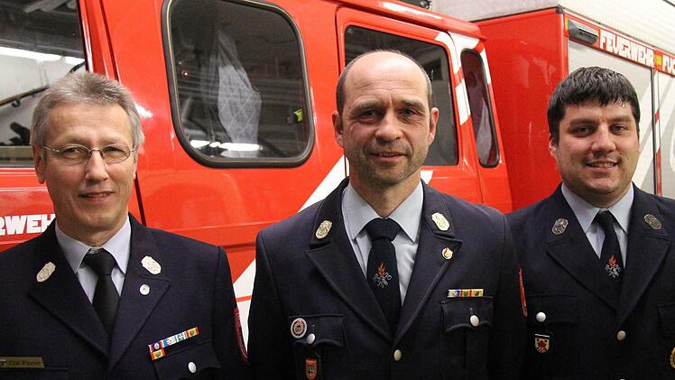 Vertreter im Dienstbereich Hammelburg: (v.l.) KBM Klaus Wüscher, Kommandant Dieter Ebert, Vorsitzender Heinrich Starrach.
