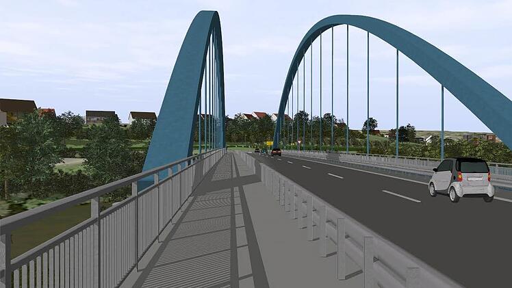 Eine Bogenbrücke soll das alte Bauwerk ersetzen.Planung/Visualisierung: SRP / John, Ilmenau