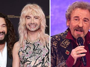 Tom Kaulitz (links) und sein Bruder Bill (Mitte) haben Thomas Gottschalk bei seinem kontroversen Auftritt ausgebuht.