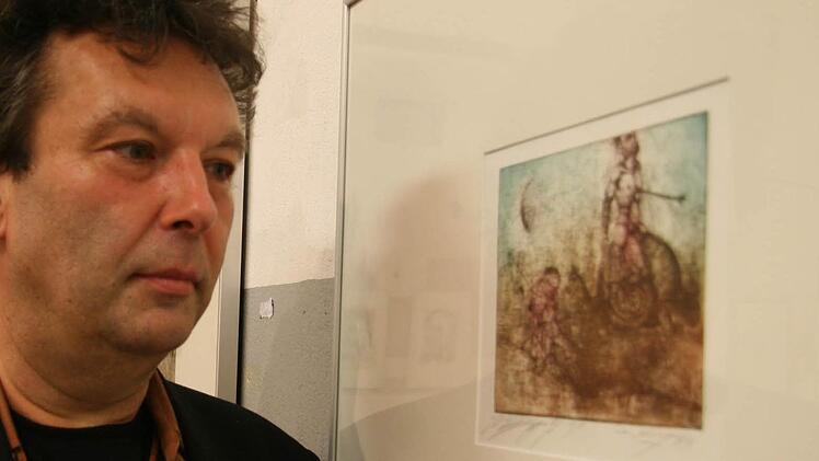 Diese Radierung ist für  Stephan Klenner-Otto besonders wertvoll. Es war seine  erste, und er hat sie 1979 als 19-Jähriger unter der Anleitung von Caspar Walter Rauh angefertigt. Foto: Sonja Adam