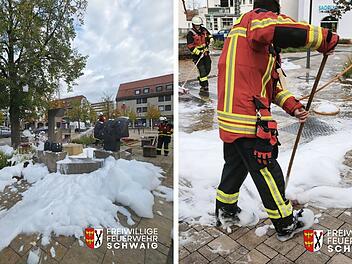 Feuerwehreinsatz wegen Schaumberg am Gemeindebrunnen Schwaig