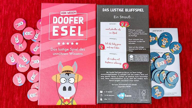 Spiele-Test Doofer Esel - kreatives Party-Wortspiel über nutzloses Wissen
