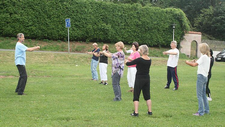 Im Park erlebten Herzogenauracher Qi Gong. Millionen Chinesen treffen sich auch jeden Tag, um dessen heilende Wirkung zu spüren. Foto: D. Weiler