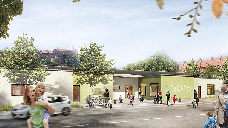 So soll der neue Kindergarten in der Blaich aussehen. Grafik: Stadt Kulmbach