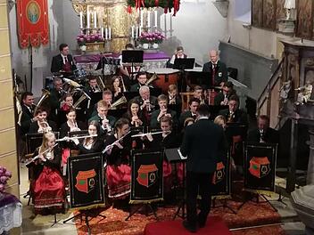 Der Musikverein Birnbaum beim Weihnachtskonzert in der Kirche St. Stephanus unter der Leitung von Dirigent Michael Deuerling. Foto: privat