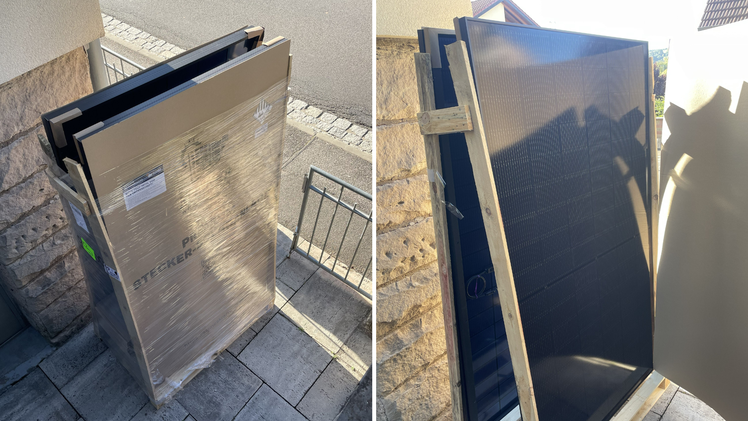 Aufgest&auml;ndert und massiv verpackt: Die Module kommen makellos an.