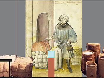 Gewürze waren im Mittelalter begehrte, teure Luxusgüter. Szene aus dem Konzept für das Deutsche Gewürzmuseum in Kulmbach.