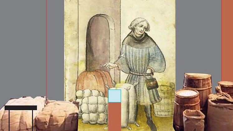 Gewürze waren im Mittelalter begehrte, teure Luxusgüter. Szene aus dem Konzept für das Deutsche Gewürzmuseum in Kulmbach.
