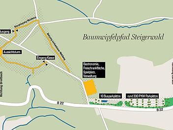 Das ist die Grundlage für den Bebauungsplan, die für die Realisierung des Baujmwipfelpfad erforderlich ist. Grafik: Franziska Schäfer, Quelle: Höhnen & Partner