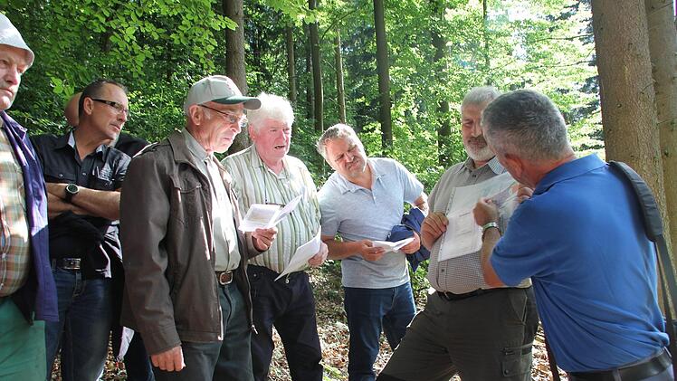 Beim Waldgang im Juni wie auch beim Waldbericht in der Stadtratssitzung am Donnerstag legten Wolfgang Gnannt und Jürgen Hahn (von links) ihre Pläne für den Eberner Stadtwald vor.FT-Archivfoto: Ralf Kestel