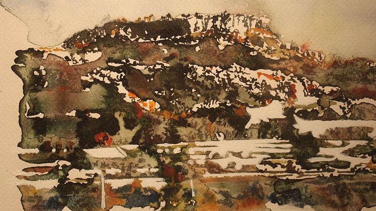 Das Aquarell zeigt den Staffelberg im Winter. Foto: Matthias Einwag