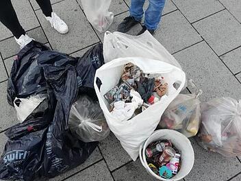 So sieht eine Tagesausbeute der Plogging-Gruppe aus. In Nürnberg sammeln die Mitglieder Müll von der Straße. Foto: Cleanup - Plogging Nürnberg /Facebook