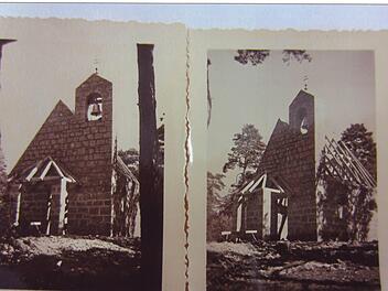 Das Foto zeigt den fast fertigen Rohbau der Kapelle. Repro: Ludwig Deschner