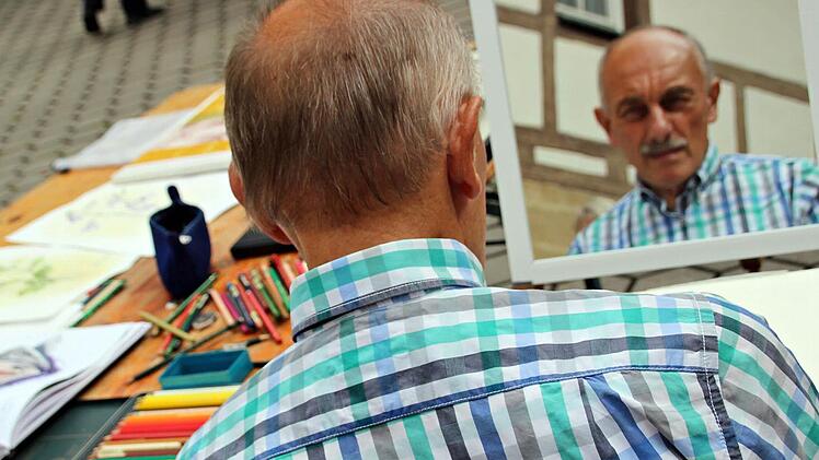 Hermann Hacker - Selbstportr&auml;t mit Maler Foto: Sophie R&ouml;der