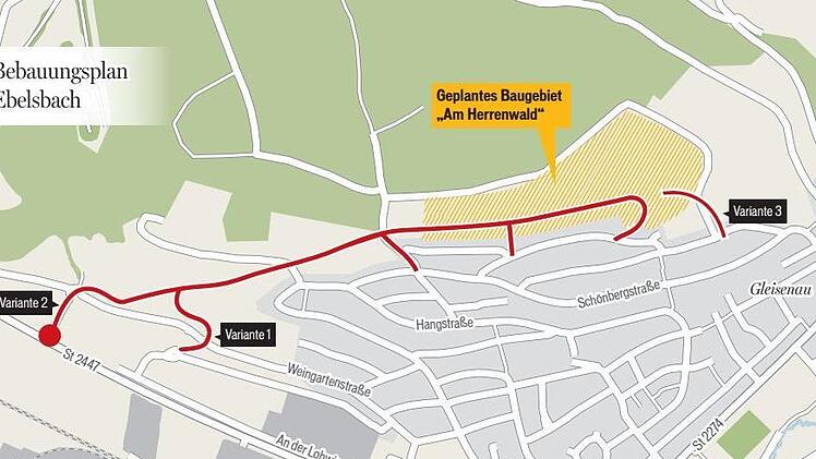 Bebauungsplan "Am Herrenwald" mit vorgesehener Verkehrsanbindung an die Staatsstraße 2447