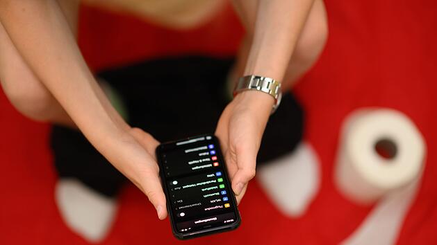 Mit Smartphone auf der Toilette