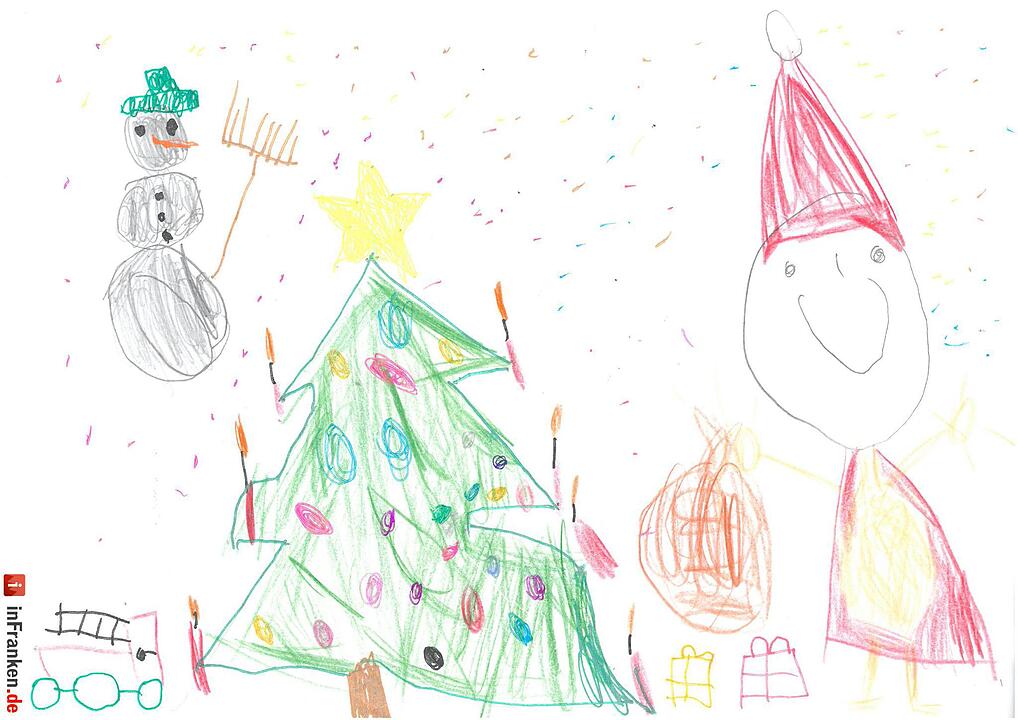 Selbstgemalte Weihnachtsbilder von Kindern aus Franken 2016