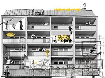 Ein inspirierender Plakatentwurf zum geplanten Wettbewerb Grafik: Sophia Fahl / HS Coburg / Studiengang Architektur / BA Projekt Junges