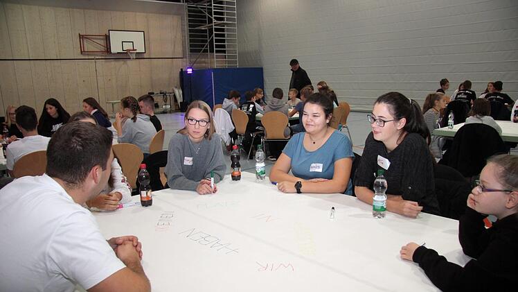 Die Jugendlichen tauschten an Thementischen ihre Ideen aus.   Foto: Richard Sänger