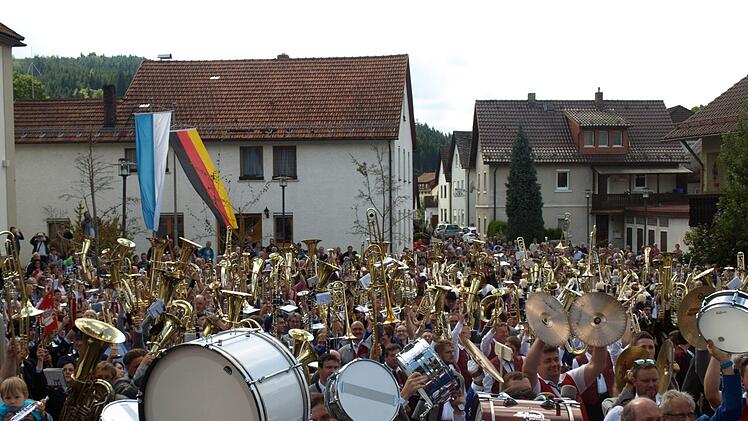 Die Instrumente glänzten beim Musikergruß in der Sonne. Foto: Susanne Deuerling