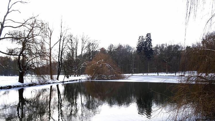 Winterimpressionen: Schwanenensee im Park von Schloss Rosenau.Foto: Jochen Berger