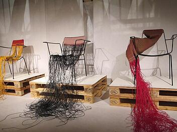Eine Arbeit von Susanne Thiemann, der wohl renommiertesten internationale Flecht-Künstlerin aus Deutschland, in der Ausstellung im Lichtenfelser Stadtschloss 2013. Aus einem uralten Handwerk werden immer wieder neue Ideen entwickelt.