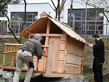 Das neue Stelzenhaus für die Kita Friedrich Oberlin in der Wunderburg in Bamberg wurde schon aufgebaut. Foto:Ronald Rinklef