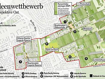 Auch die Berliner Architekten "Lorenzen" sehen langfristig keine Zukunft für rund 400 Wohnungen auf der Flynn-Areal. Der Plan enthält sie nicht mehr.