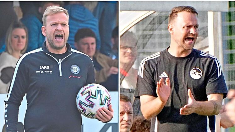 Jakob Engelmann und der SC Sylvia Ebersdorf (links) empfangen am kommenden Mittwoch zum Landesliga-Auftakt den FC Coburg um Calle Schiebel.Hagen Lehmann