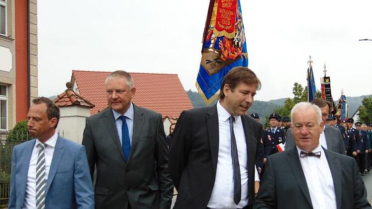 MdL Glauber, Dohmas Bürgermeister Heinemann, Landrat Ulm und Weißenohes Bürgermeister Braun