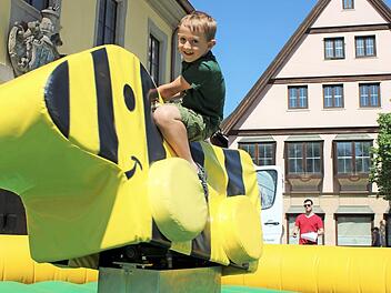 Nur nicht die Balance verlieren. Das denkt sich bestimmt Ole Erhardt, der sich wacker auf der elektrischen Tigerente hält.