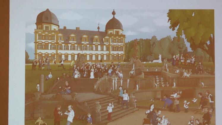 Er stellte auch Motive aus dem Buch vor - hier: Schloss Seehof Foto: Sebastian Martin