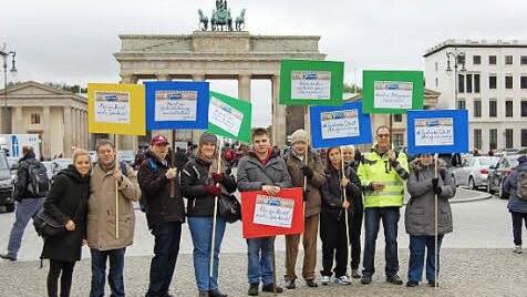 Eine kleine Delegation aus Erlangen-H&ouml;chstadt war nach Berlin zur Demonstration gereist. Foto: privat