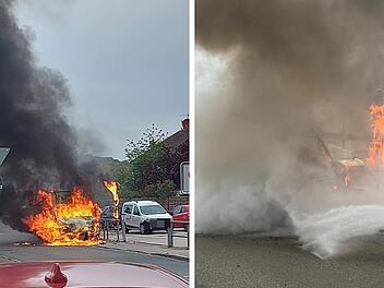 Röthenbach: Paketzustellfahrzeug gerät in Vollbrand - Detonationen beschädigen weitere Fahrzeuge